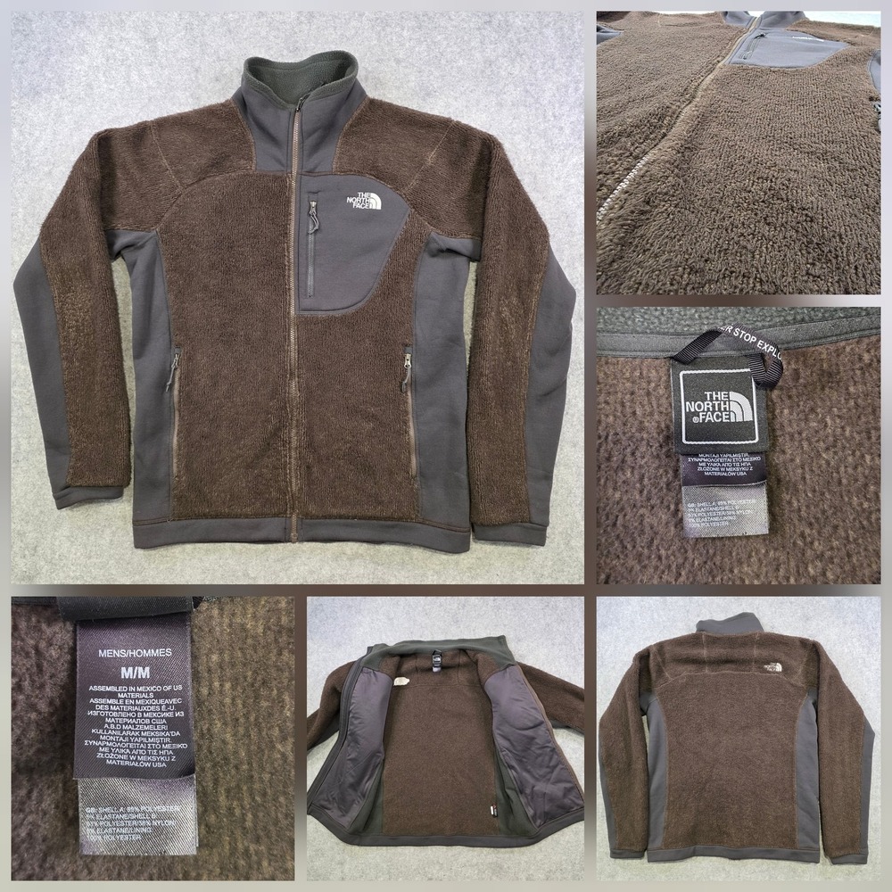 The North Face Grizzly Jacket Mens Medium Brown Polartec Thermal Fleece Full Zip